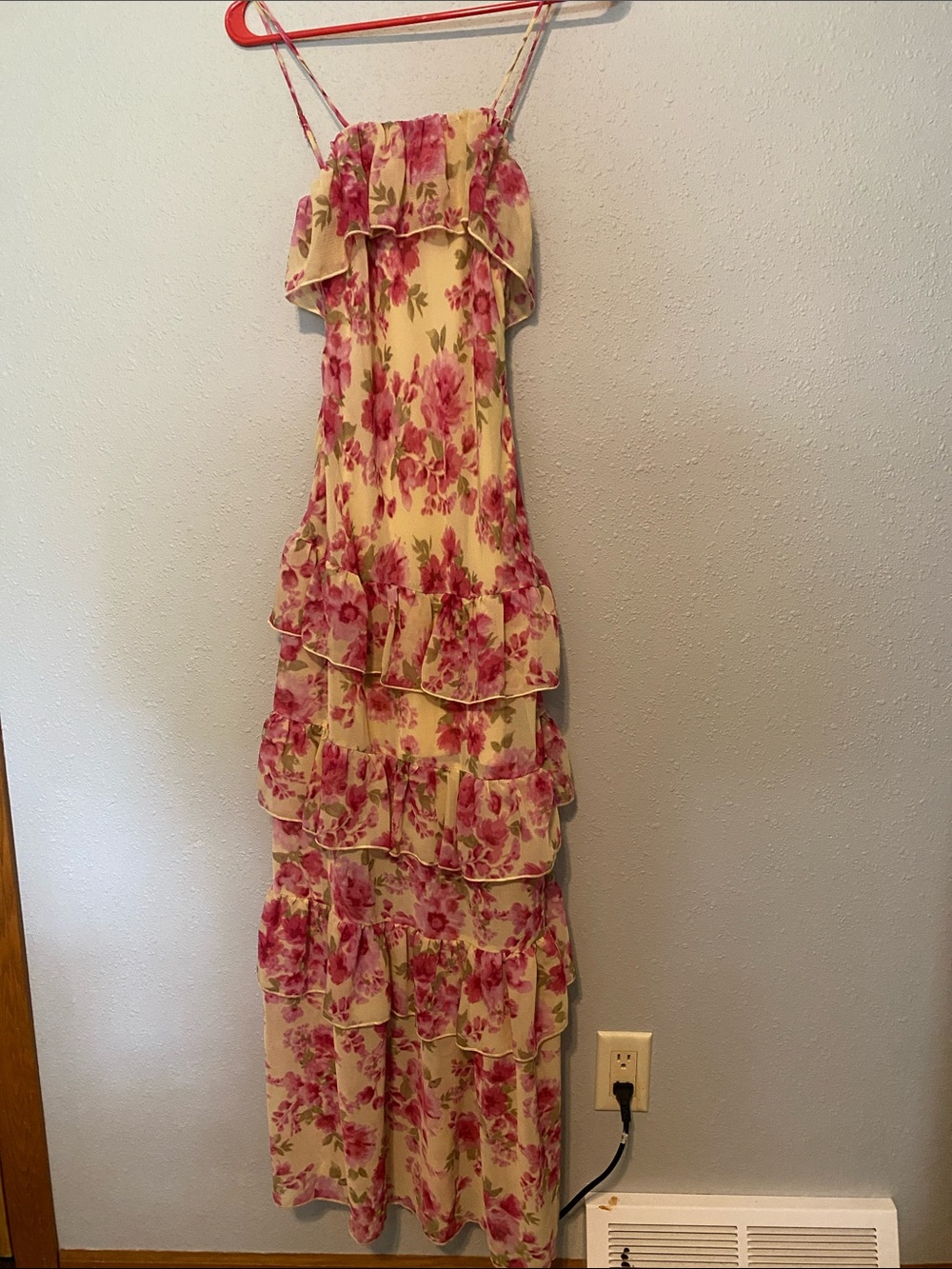 NWT wild fable Yellow/pink Floral Ruffle Midi Dress